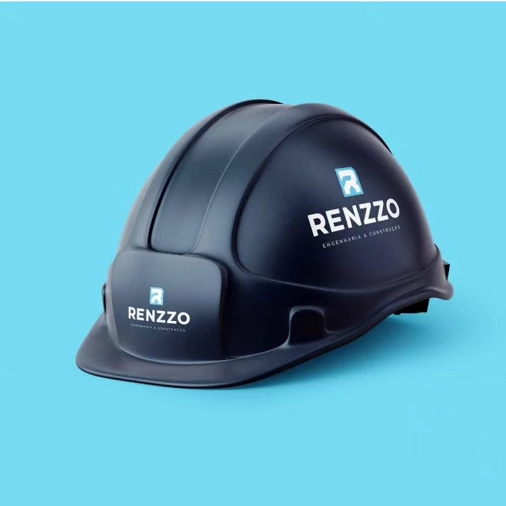 Capacete de segurança azul-marinho com a marca Renzzo